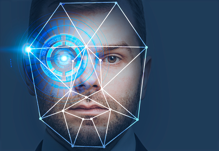 man with facial recognition